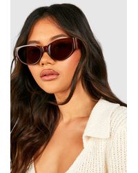 Boohoo - Brown Tinted Frame Sunglasses - Lyst