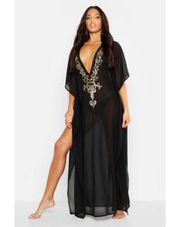 Boohoo Womens Maxi-Strandkaftan Mit Verzierungen - Schwarz