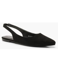 Boohoo Womens Spitz zulaufende, flache Schuhe mit Fersenriemchen - Schwarz