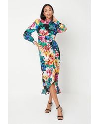 Coast - Blouson Sleeve Georgette Jacquard Printed Midi Dress - Lyst
