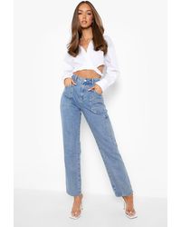 Boohoo - Acid Wash Cargo Straight Fit Jeans - Lyst
