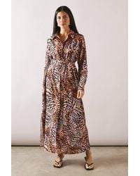Wallis - Animal Button Through Midi Shirt Dress - Lyst