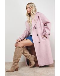 Oasis - Brushed Relaxed Reefer Coat - Lyst