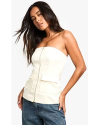 Boohoo - Longline Zip Front Tailored Bandeau Top - Lyst