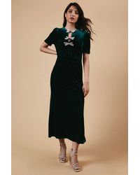 Oasis - Occasion Velvet Diamante Bow Midaxi Dress - Lyst