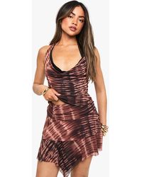 Boohoo - Tiger Print Mesh Foldover Waist Mini Skirt - Lyst