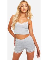 Boohoo - Lace Trim Cami And Short Set - Lyst