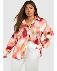 Boohoo - Plus Abstract Oversized Shirt - Lyst