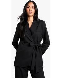 Boohoo - Woven Tailored Wrap Detail Blazer - Lyst