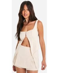 Boohoo - Button Up Split Hem Longline Top - Lyst