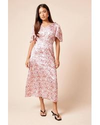 Dorothy Perkins - Petite V Neck Angel Sleeve Midi Dress - Lyst