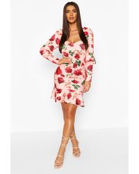 rouche knot front bodycon mini dress