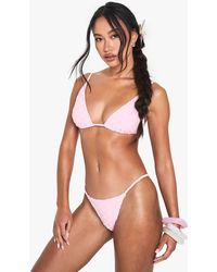 Boohoo - Floral Embossed Towelling Triangle Bikini Top & Tanga Bikini Bottoms Set - Lyst