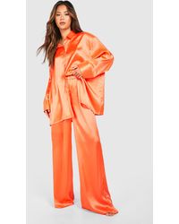 Boohoo - Orange Oversized Pyjama Set - Lyst