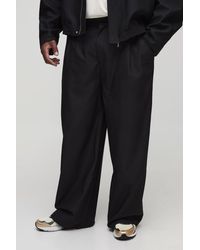 BoohooMAN - Plus Pleat Front Wide Leg Pants - Lyst
