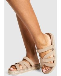 Boohoo - Wide Fit Faux Suede Cross Strap Flatform Sandals - Lyst