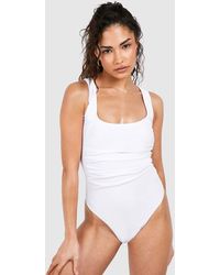 Boohoo - Petite Tummy Control Ruched Scoop Bathing Suit - Lyst