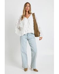 Boohoo - Ruffle Chiffon Blouse - Lyst