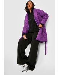 Boohoo - Diamond Quilted Belted Duvet Puffer Jacket - Lyst