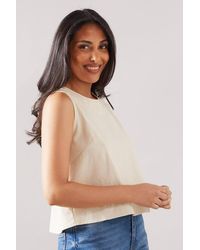 Wallis - Petite Button Back Linen Top - Lyst