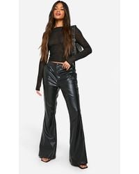 Boohoo - High Waisted Pu Flare Trouser - Lyst