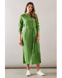 Wallis - Sage Button Through Belted Shirt Dress - Lyst