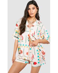 Boohoo - Hammered Fruit Print Relaxed Fit Shirt & Shorts - Lyst