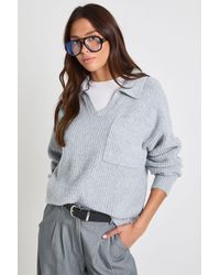Boohoo - Super Soft Rib Knit Pocket Detail Oversized Jumper - Lyst
