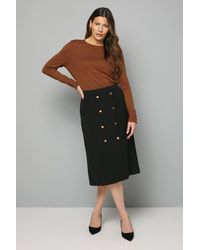 Wallis - Midi Column Button Wrap Skirt - Lyst