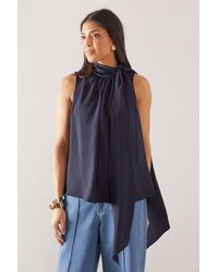 Wallis - Sleeveless Woven Tie Neck Top - Lyst