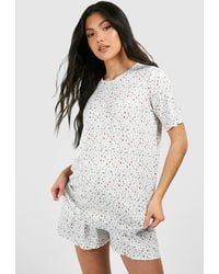 Boohoo - Maternity Ribbed Ditsy Floral Print Pyjama Short Set - Lyst