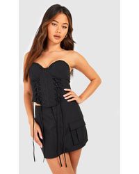 Boohoo - Cup Detail Lace Up Corset - Lyst