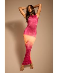 Boohoo - Printed Slinky Cap Sleeve Maxi Dress - Lyst