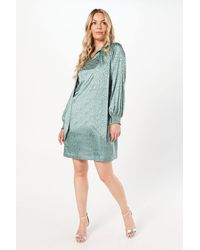 Wallis - Jacquard Satin Pussybow Shift Dress - Lyst