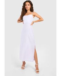 Boohoo - Linen Look Strap Detail Maxi Dress - Lyst