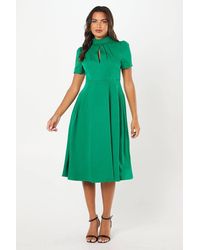Coast - High Neck Stretch Crepe Full Skirt Midi Wedding Guest Dress - Lyst