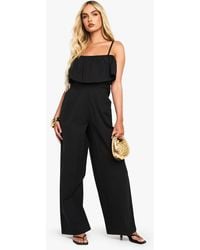 Boohoo - Mono Largo De Mezcla De Algodón Con Volante - Lyst