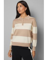 Wallis - Collared Polo Striped Sweater - Lyst