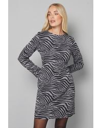 Wallis - Petite Animal Ponte Split Sleeve Shift Dres - Lyst
