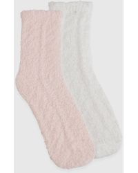 Boohoo - Cable Knit Fluffy Bed Sock 2 Pack - Lyst