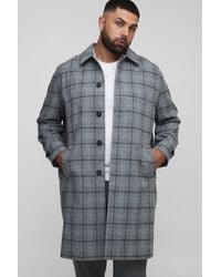 Boohoo - Plus Regular Fit Raglan Single Breasted Check Collar Buckle Car Coat - Lyst