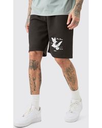 Boohoo - Tall Oversized Fit Dove Print Jersey Shorts - Lyst