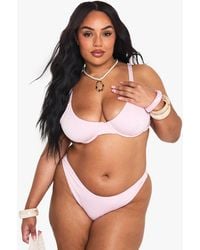 Boohoo - Plus Broderie Underwire Bikini Set - Lyst