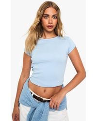 Boohoo - Rib Short Sleeve Fitted Top - Lyst