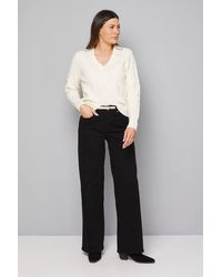 Wallis - Cable Embellished Polo Collar Sweater - Lyst