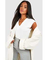 Boohoo - Jersey Crepe Notch Neck Detail Blouse - Lyst