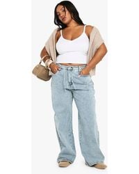 Boohoo - Plus Elasticated Back Tie Drawstring Straight Leg Jean - Lyst