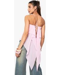 Boohoo - Open Back Tie Detail Double Layer Cami - Lyst
