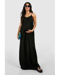 Boohoo - Maternity Linen Strappy Maxi Dress - Lyst