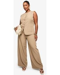 Boohoo - Plus Drawstring Pinstripe Wide Leg Trouser - Lyst